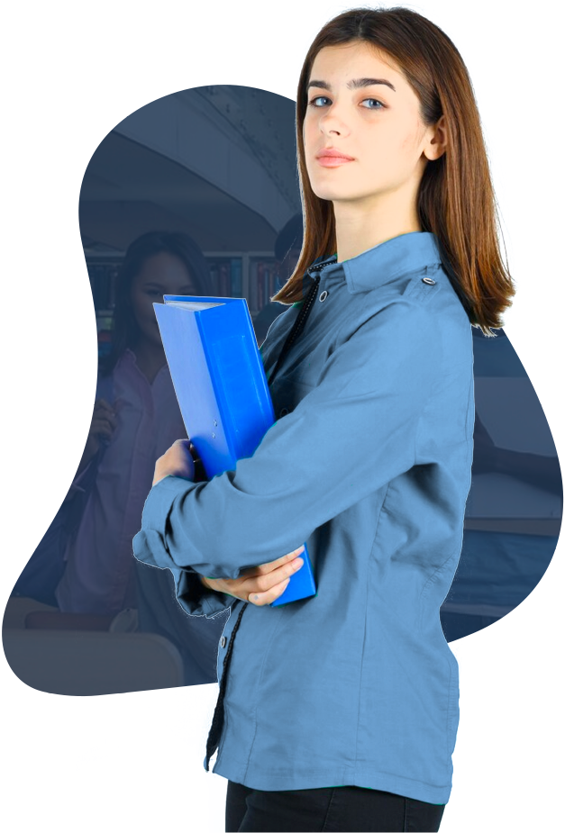 Student holding books